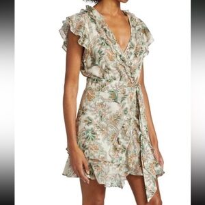 Veronica Beard Paisley Print Itzel Mini Dress in Stone Multi sz 2 belted